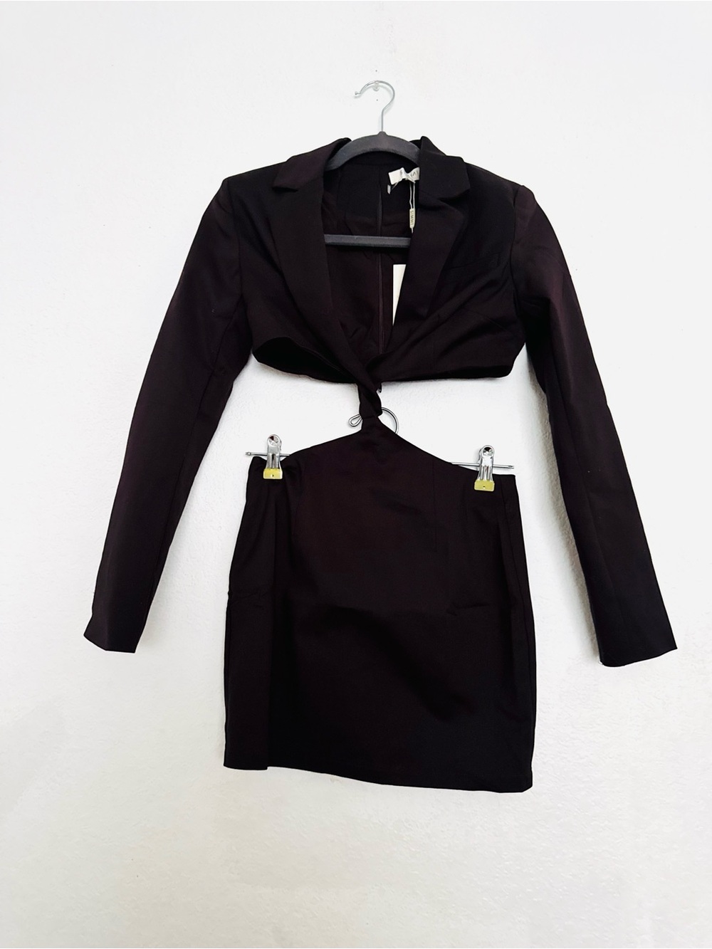 Simmi Petite Twist Front Cut Out Blazer Dress in Chocolate Size 0